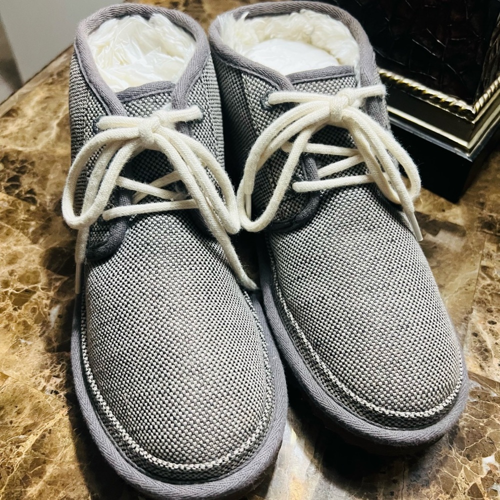 🍁UGG🍁#Gray Ankle Boots with Cream Laces